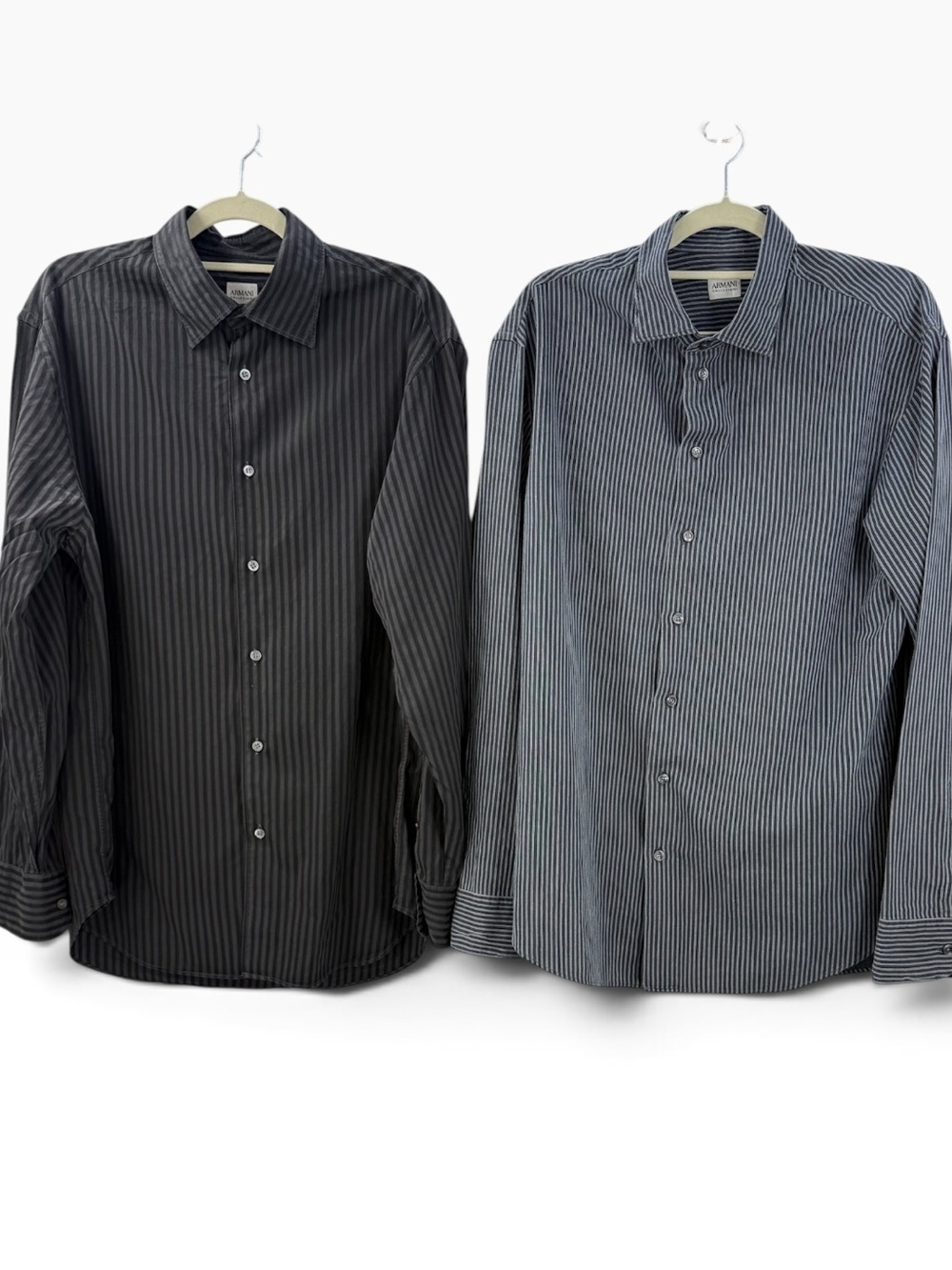 Armani Collezioni Men’s XL Striped Office Casual Cotton Dress Shirts Lot of 2